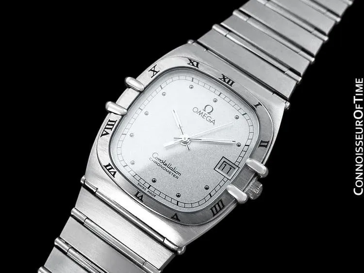 Omega Constellation Chronometer Mens Bracelet Watch, Quartz, Date- Brushed Stainless Steel