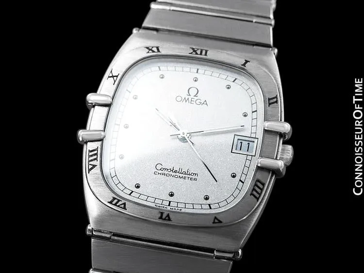 Omega Constellation Chronometer Mens Bracelet Watch, Quartz, Date- Brushed Stainless Steel