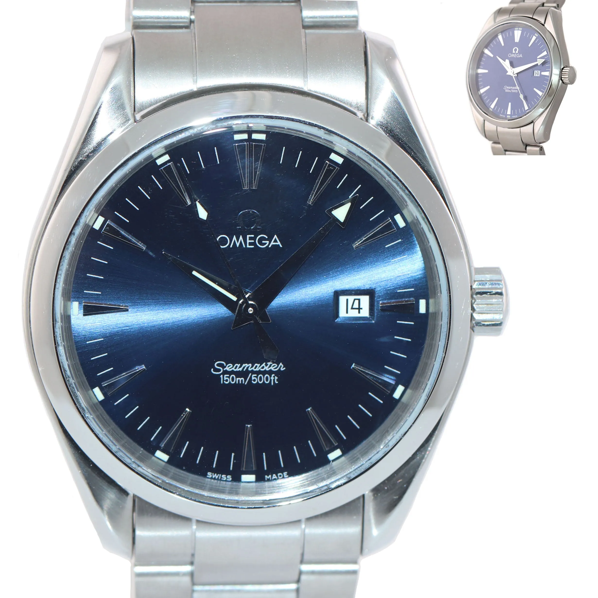 Omega Seamaster Aqua Terra Quartz Stainless Steel 39mm Blue Date Watch 2517.80