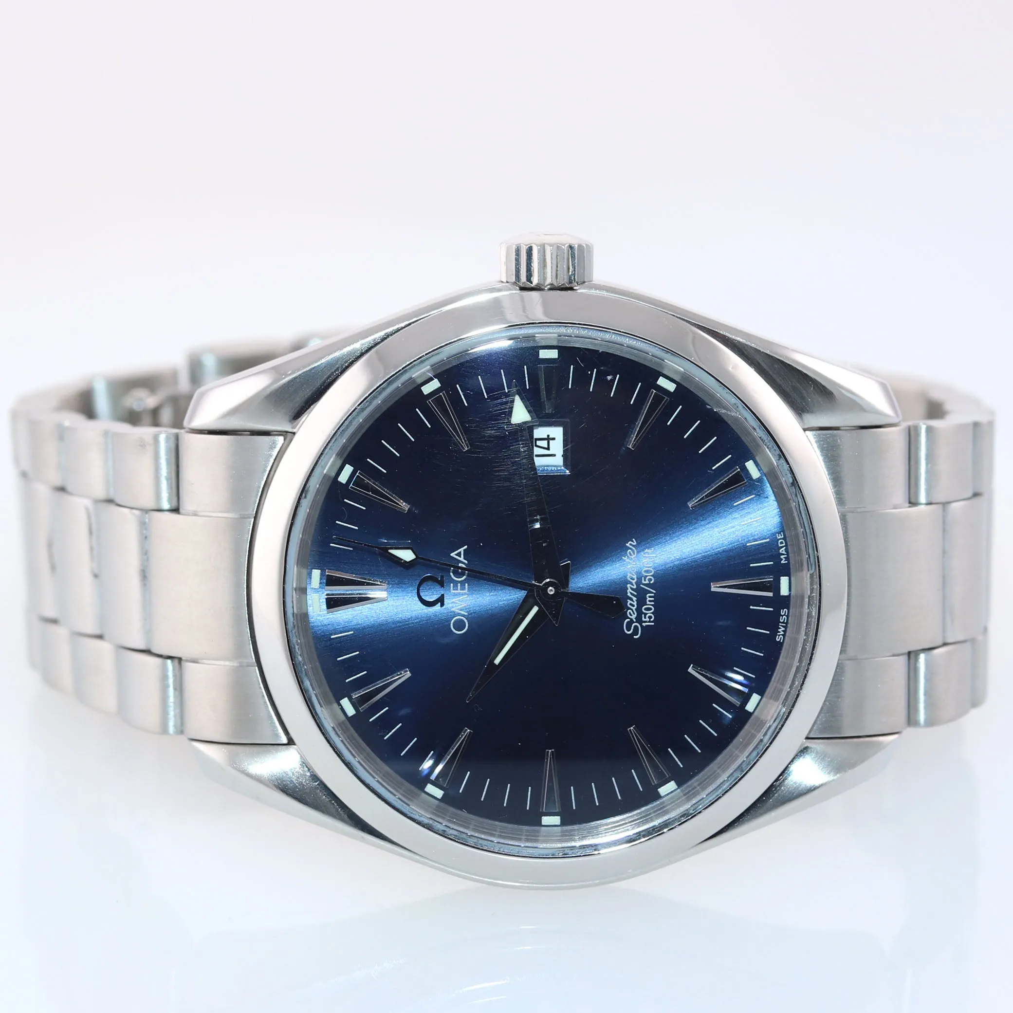 Omega Seamaster Aqua Terra Quartz Stainless Steel 39mm Blue Date Watch 2517.80