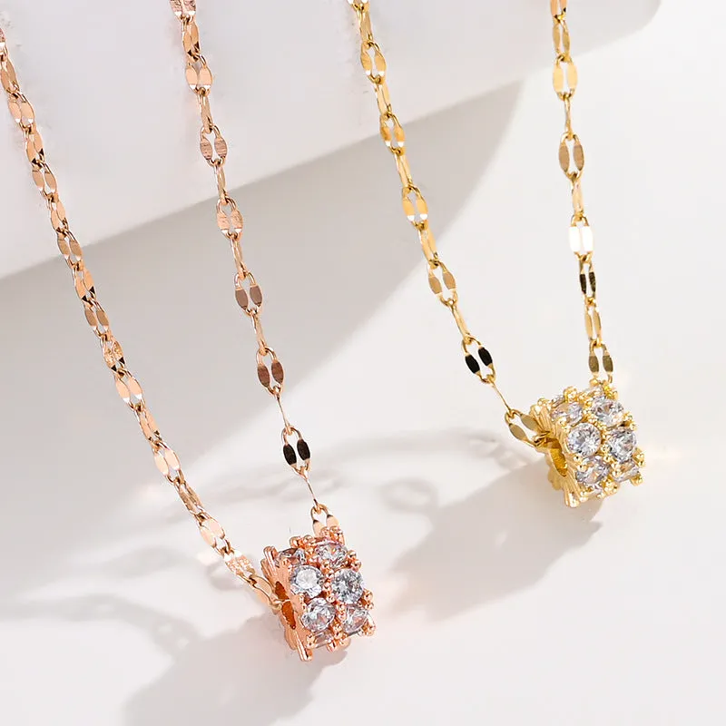 Opulent Zircon Choker Fashionable Roman Pendant Necklaces in Gold and Silver Tones for Women