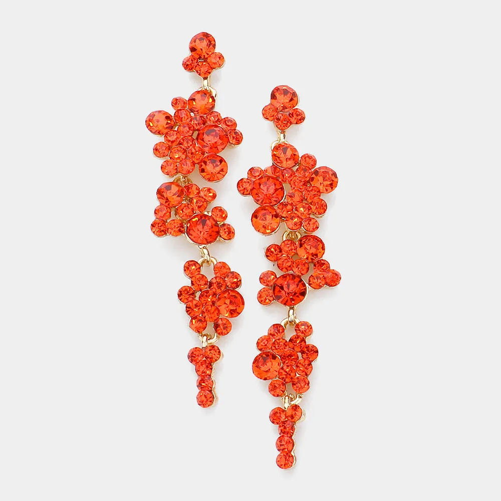 Orange Crystal Long Dangle Earrings | 549706