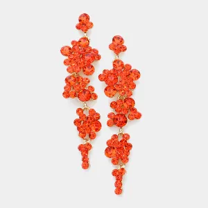 Orange Crystal Long Dangle Earrings | 549706