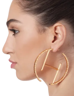 Outhouse   -   OH Series O.H Monogram Hoop Earrings