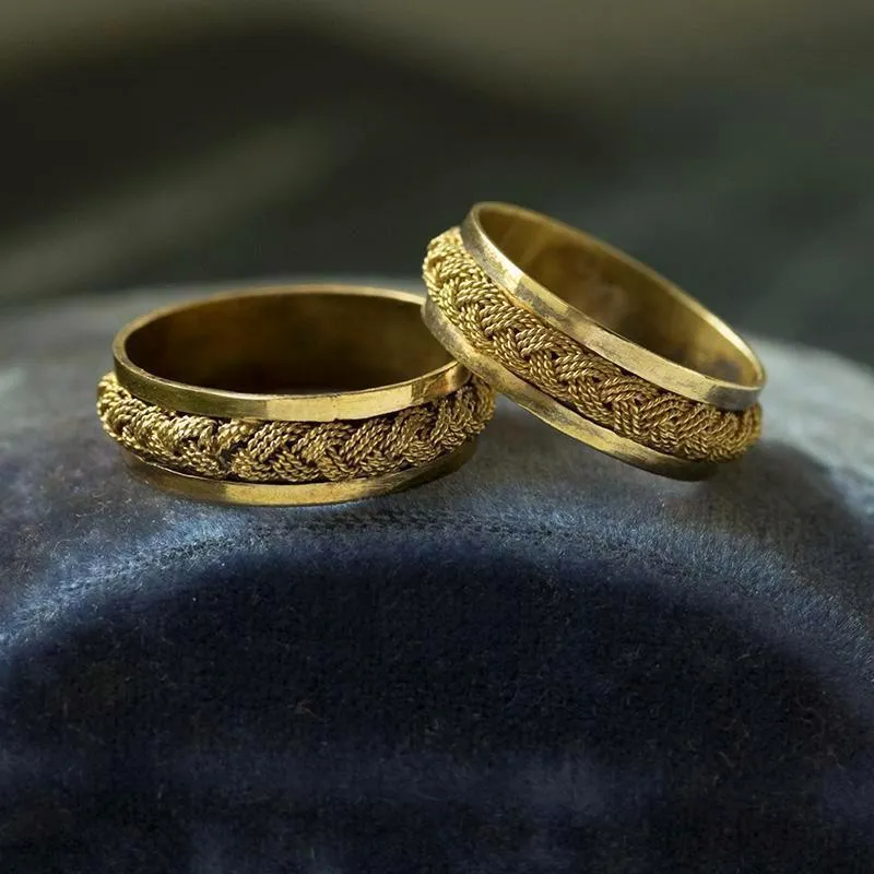 Pair of Gold Rope Rings