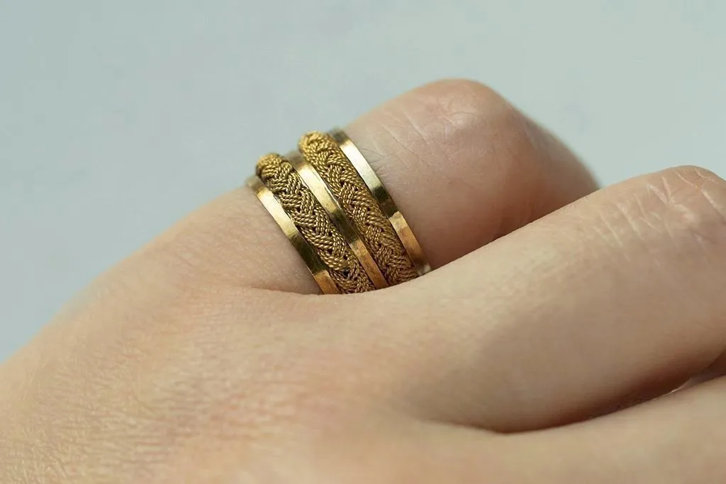 Pair of Gold Rope Rings