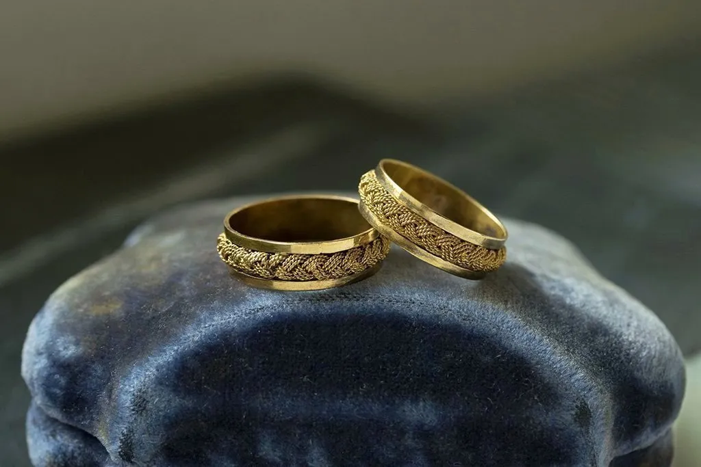 Pair of Gold Rope Rings