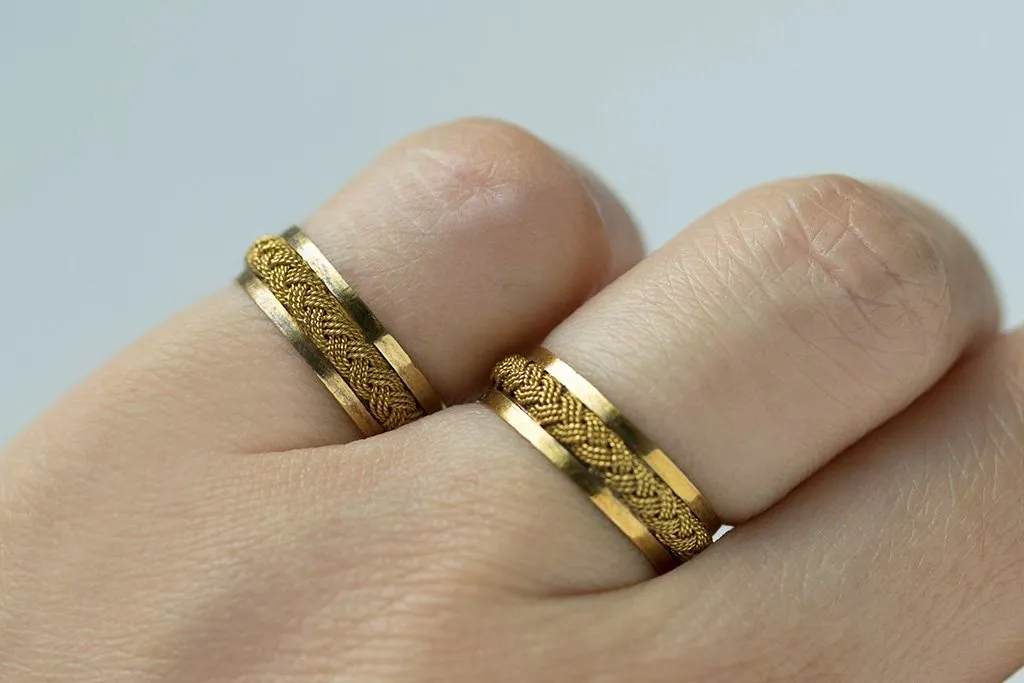 Pair of Gold Rope Rings
