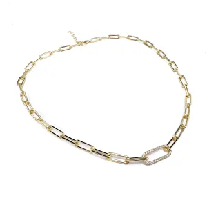 Paperclip Necklace Pave Link