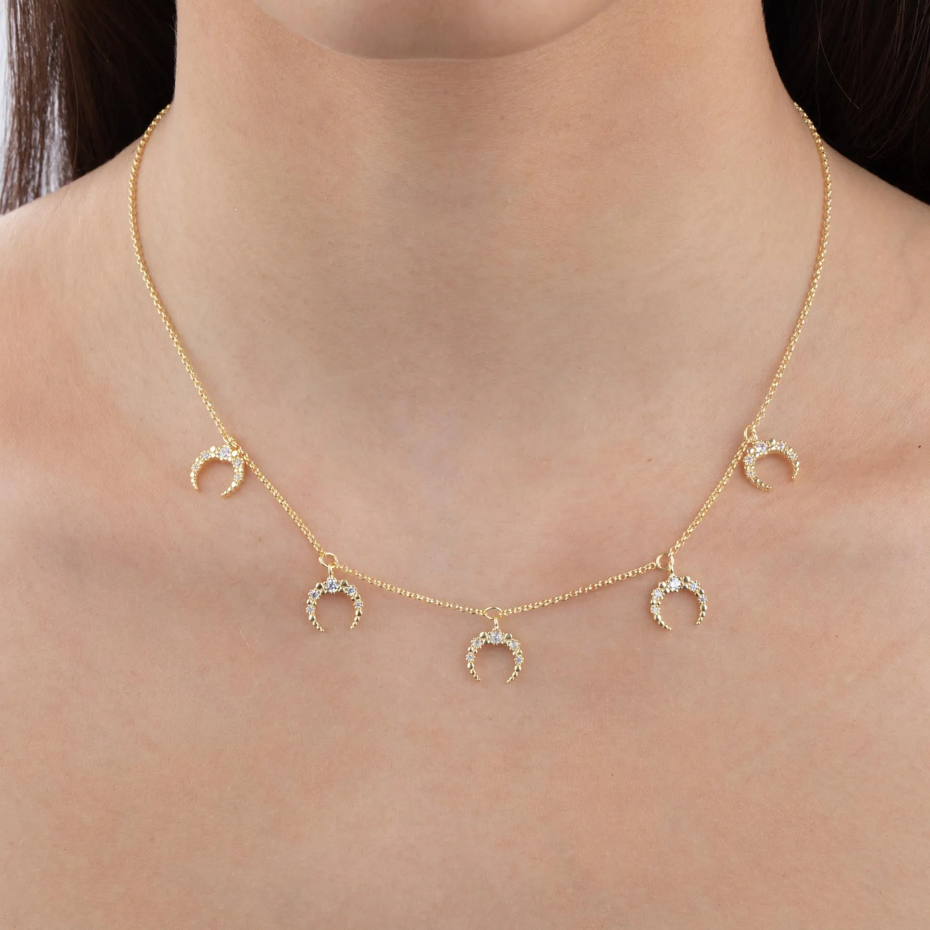 Pavé Dangling Cowhorn Necklace
