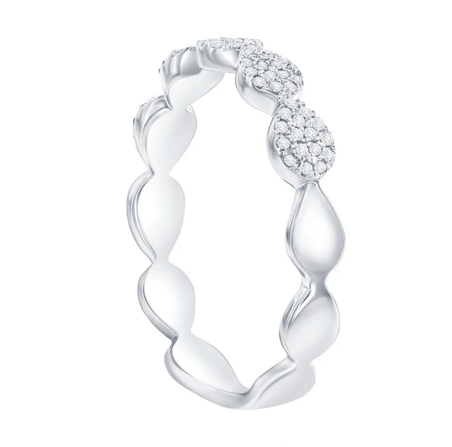 Pave Diamond Sideways Pear Station Band