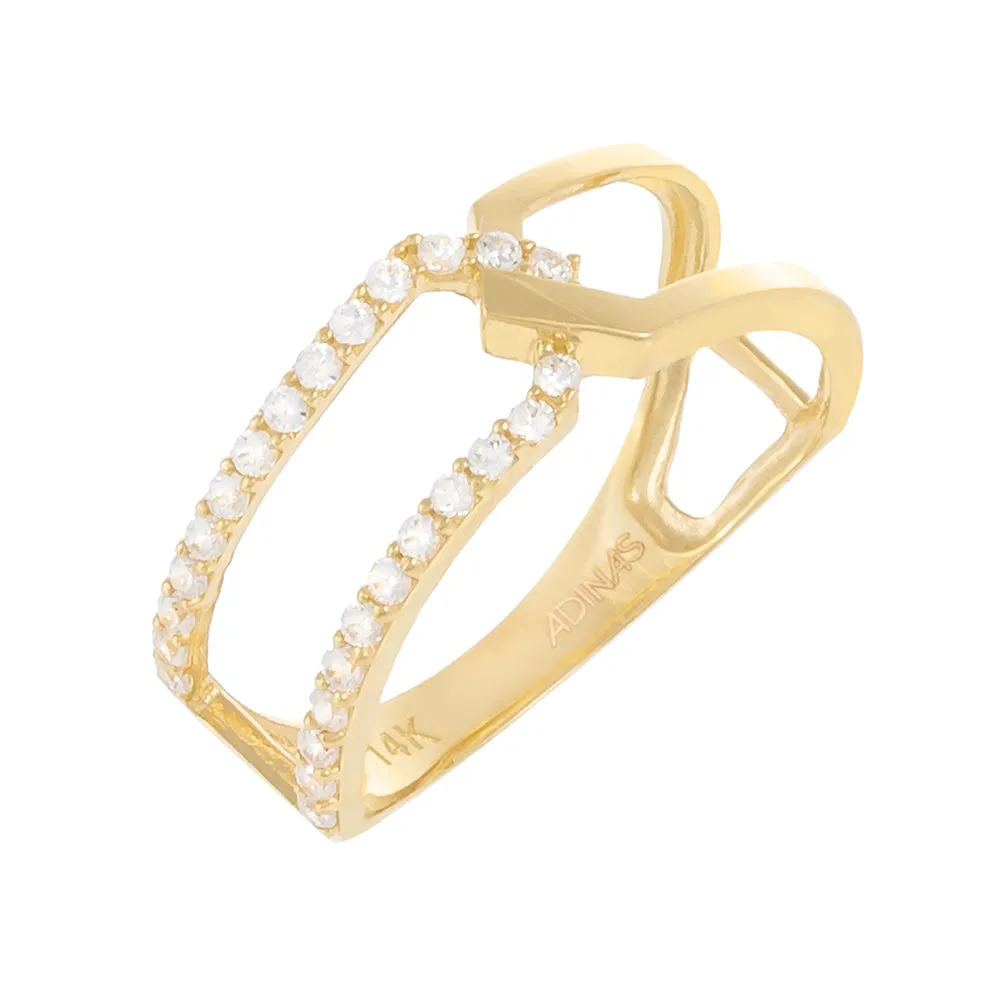Pavé/Solid Link Ring 14K