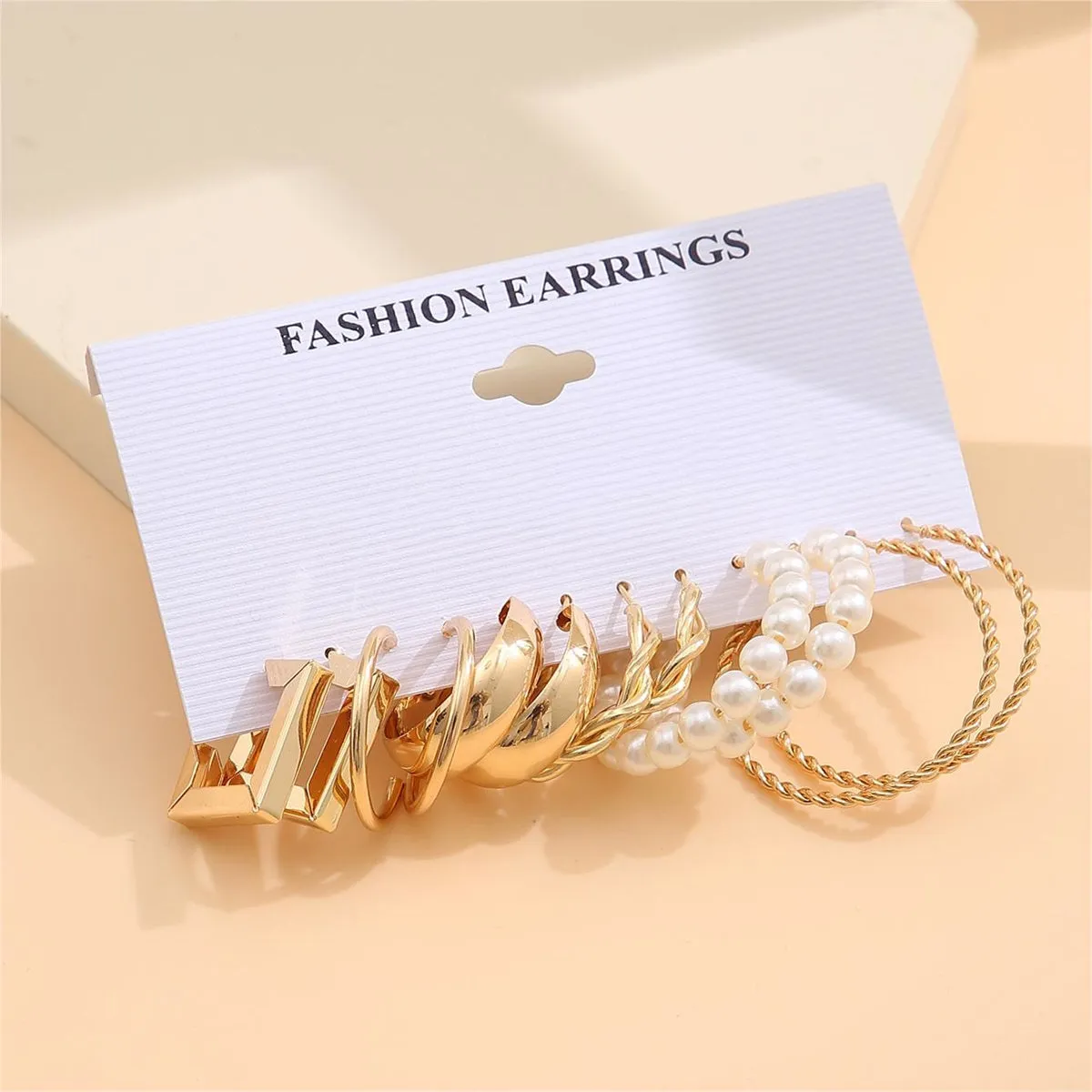 Pearl & 18K Gold-Plated Hoop Earrings Set