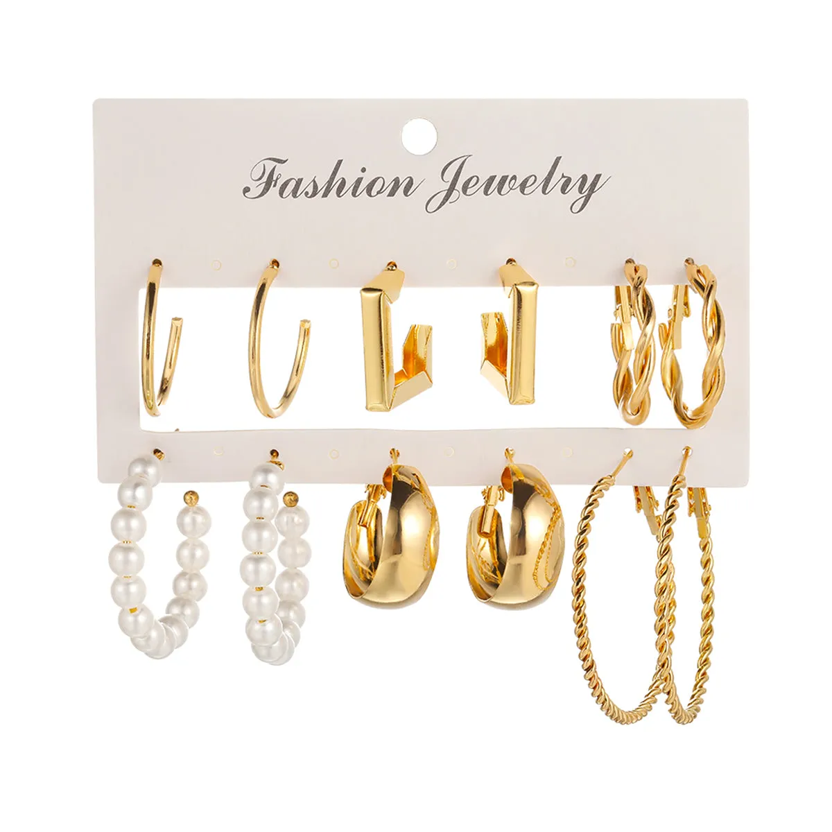 Pearl & 18K Gold-Plated Hoop Earrings Set