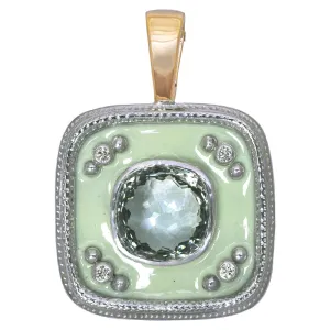 Pendant- Green Quartz and Diamond (Enamel)