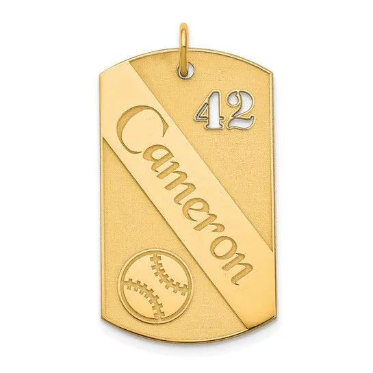 Personalized Baseball Dog Tag Charms