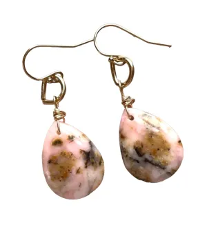 Pink Opal Gold Filled Statement Crystal Gemstone Earrings