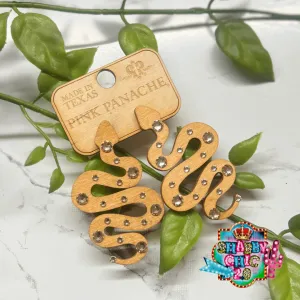 Pink Panache Brown Snake Earrings