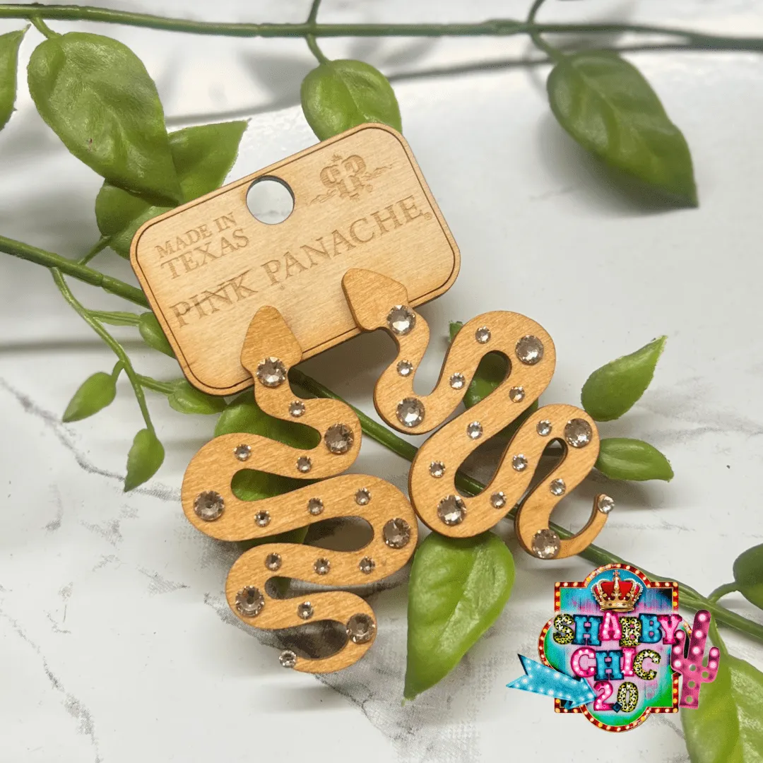 Pink Panache Brown Snake Earrings