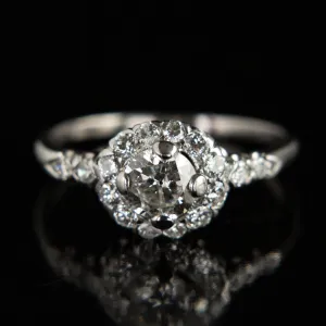 Platinum Diamond Halo Ring | Circa 1940