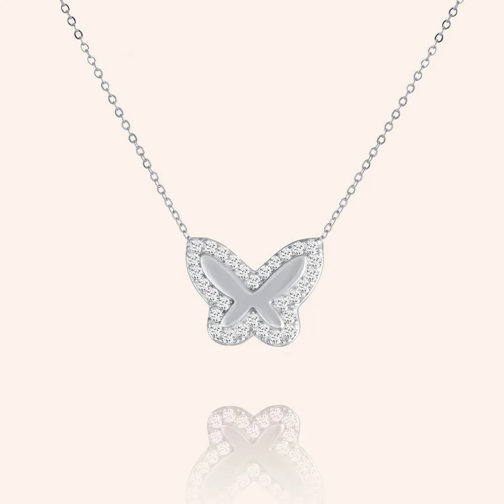 "Bella" 0.5CTW Pave Butterfly Necklace- Sterling Silver / Gold Vermeil
