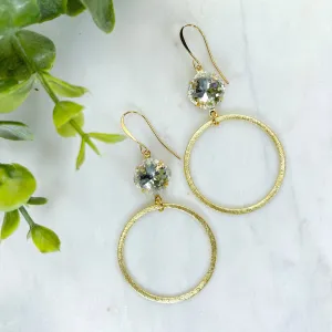 "Connie" Stone w/Gold Plated Textured Hoop Earrings