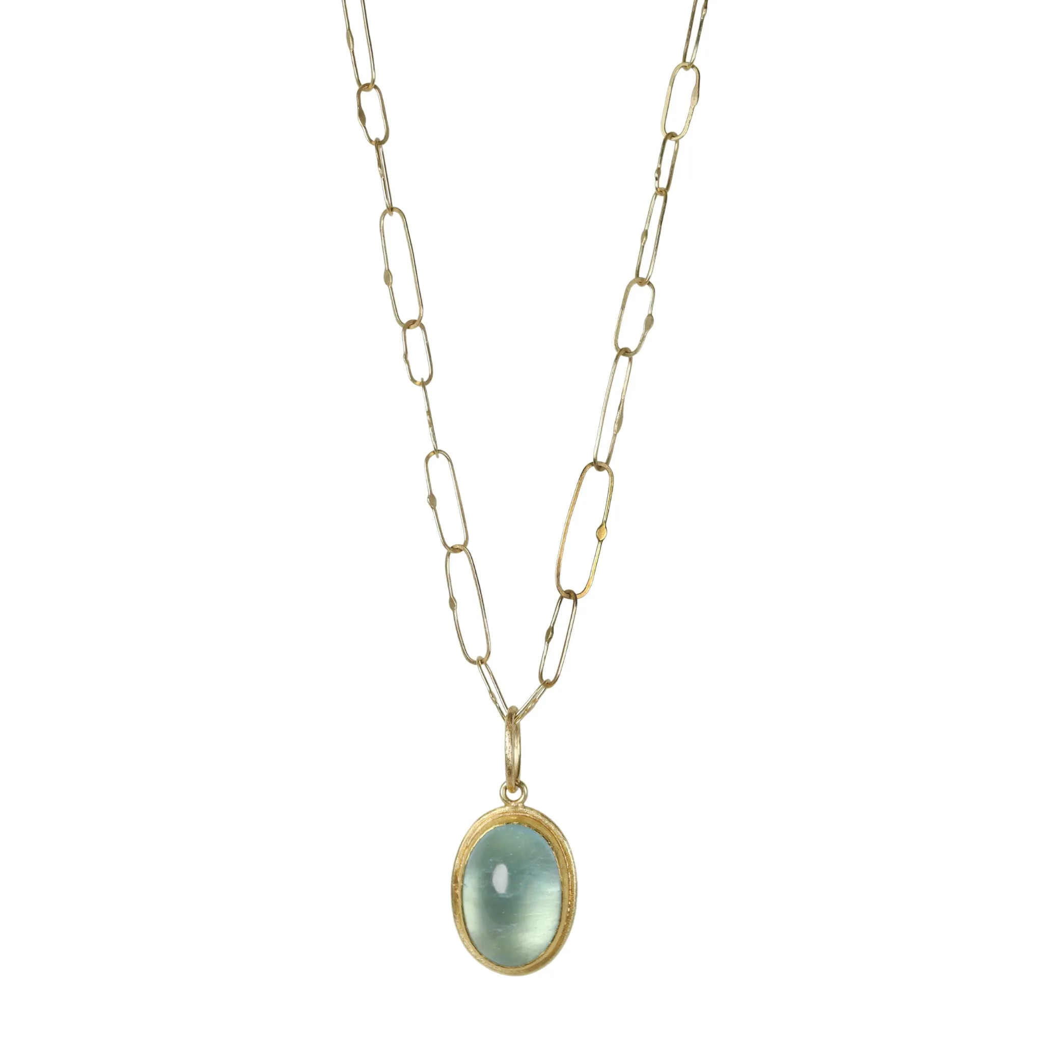 "Frame" Bezel-Set Cabochon Aquamarine Pendant