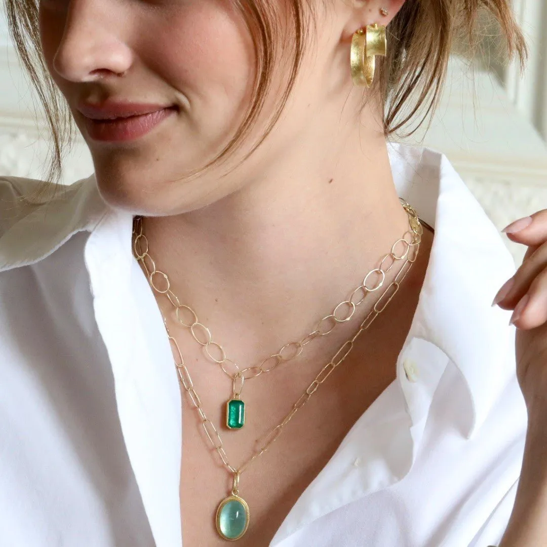 "Frame" Bezel-Set Cabochon Aquamarine Pendant