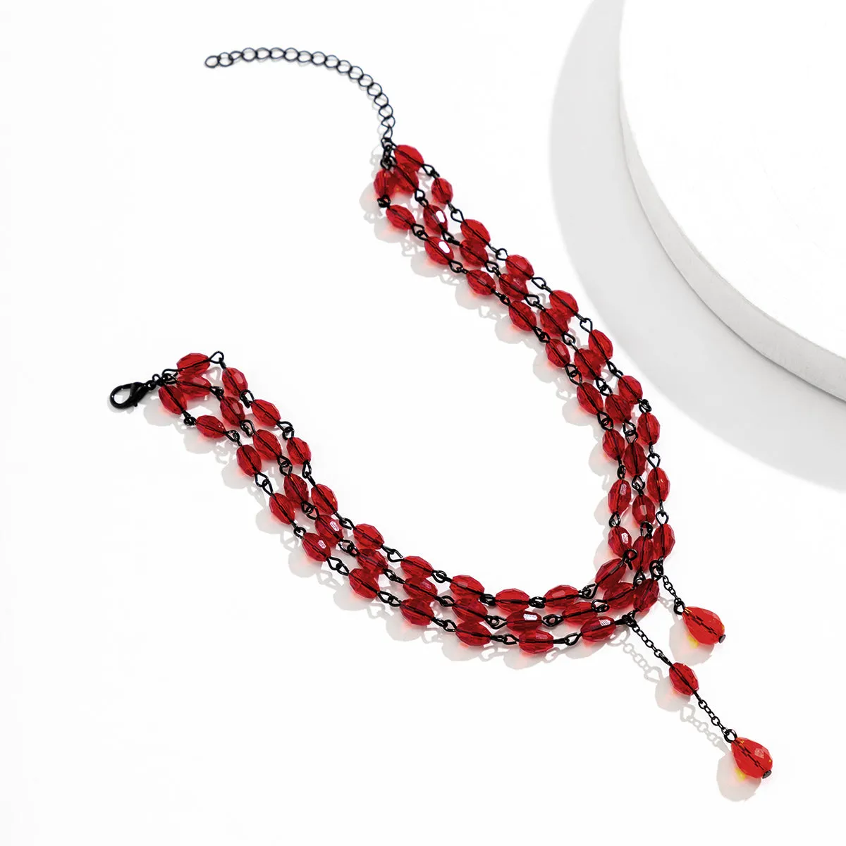 Red & Black Layered Choker