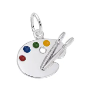 Rembrandt Charms Sterling Silver Rhodium or Gold Plated Petite Artist Palette Pendant