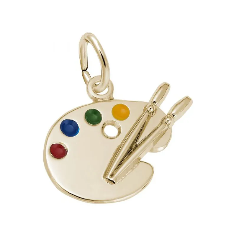 Rembrandt Charms Sterling Silver Rhodium or Gold Plated Petite Artist Palette Pendant