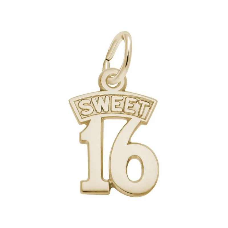 Rembrandt Charms Sterling Silver Rhodium or Gold Plated Sweet 16 Pendant