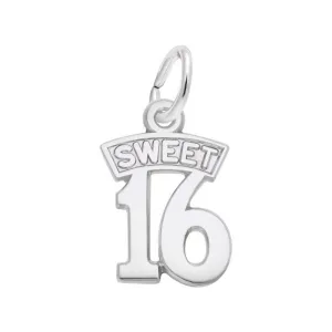 Rembrandt Charms Sterling Silver Rhodium or Gold Plated Sweet 16 Pendant