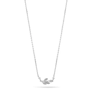 RHODIUM SMALL LEAF PENDANT SHORT NECKLACE #N9415RHO