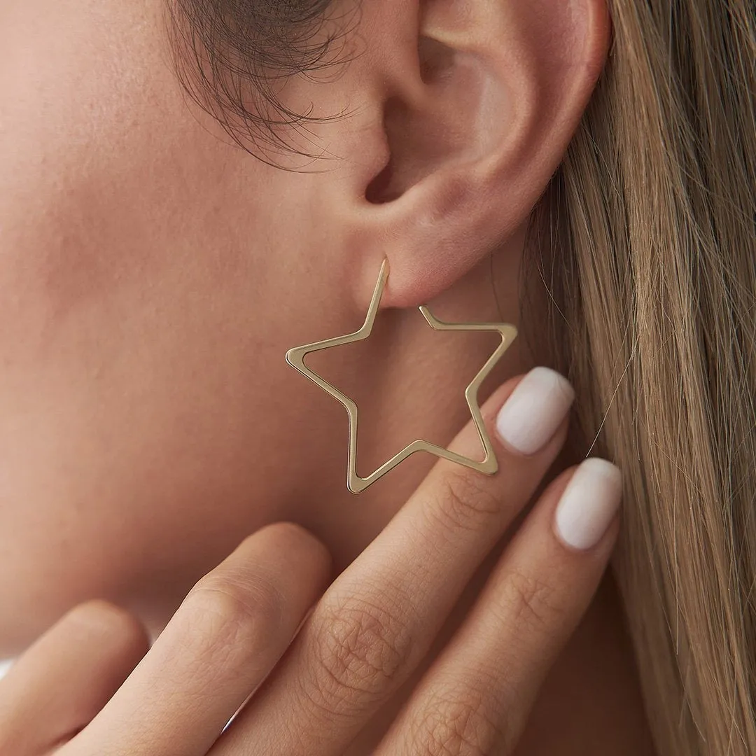 Ribbon Star Hoop Earrings