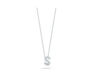 Roberto Coin Tiny Treasures 18K White Gold Diamond Love Letter 'S' Necklace
