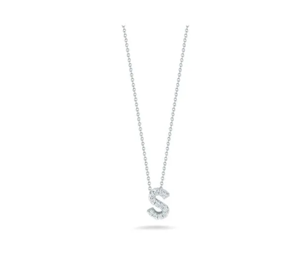 Roberto Coin Tiny Treasures 18K White Gold Diamond Love Letter 'S' Necklace