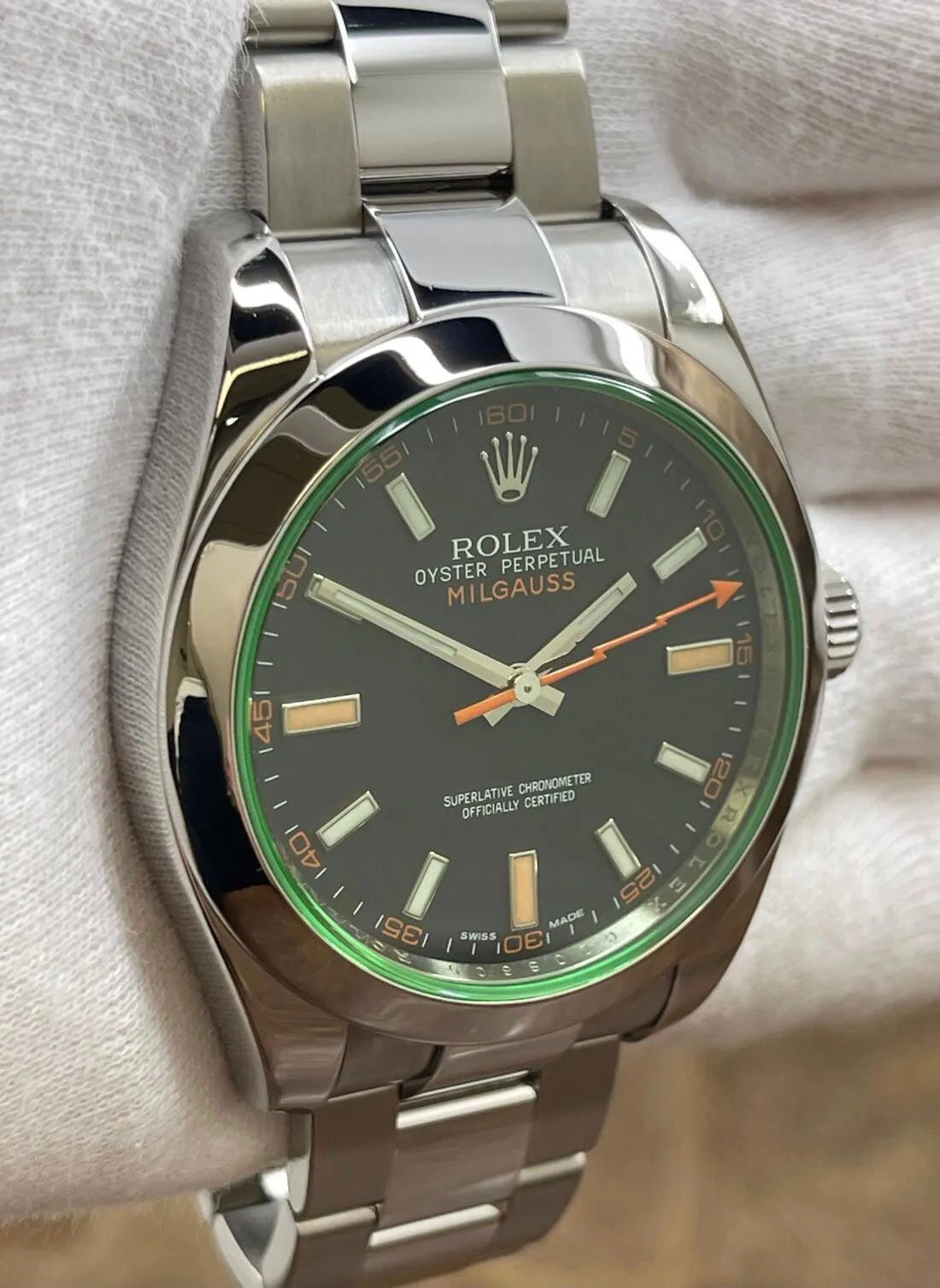 Rolex Green Milgauss 116400GV Black Dial Automatic Men's Watch