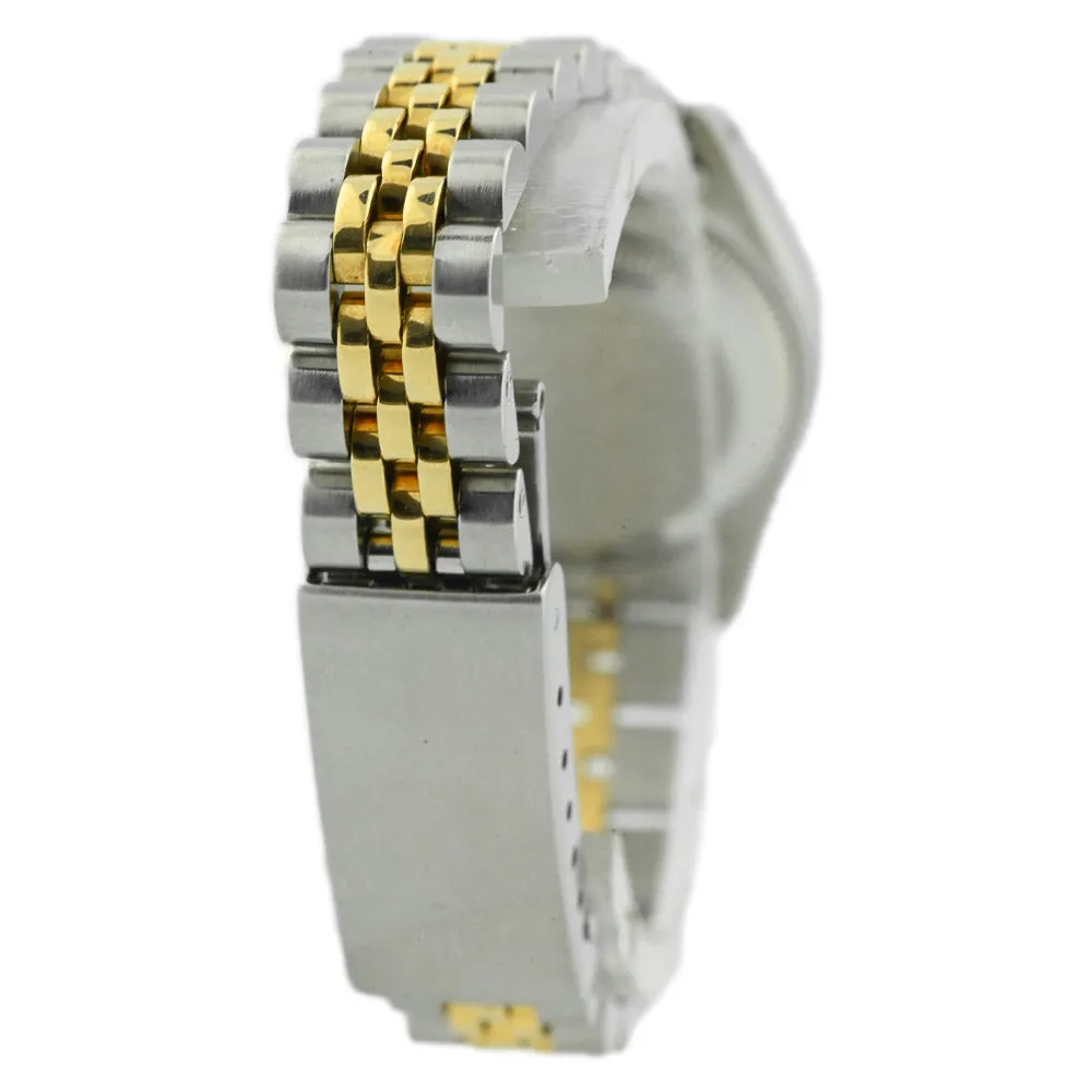 Rolex Ladies Date 18K Yellow Gold & Steel 26mm Black Stick Dial Watch Reference #: 69173