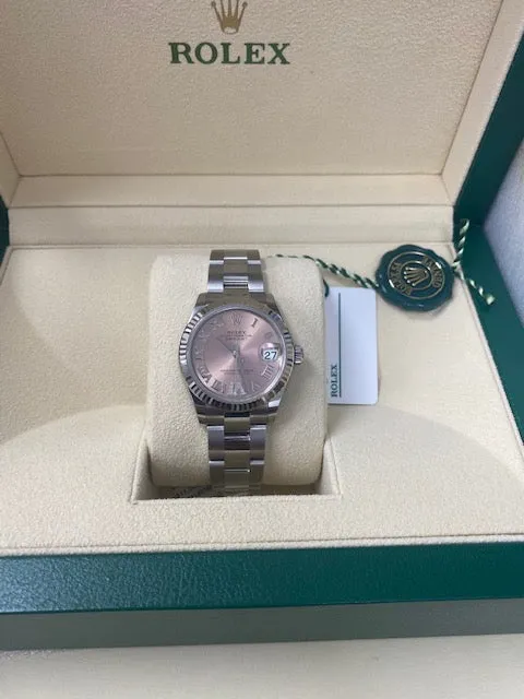 Rolex Ladies Datejust Stainless Steel 31mm Pink Salmon Roman Numeral Dial Watch Reference #: 278274