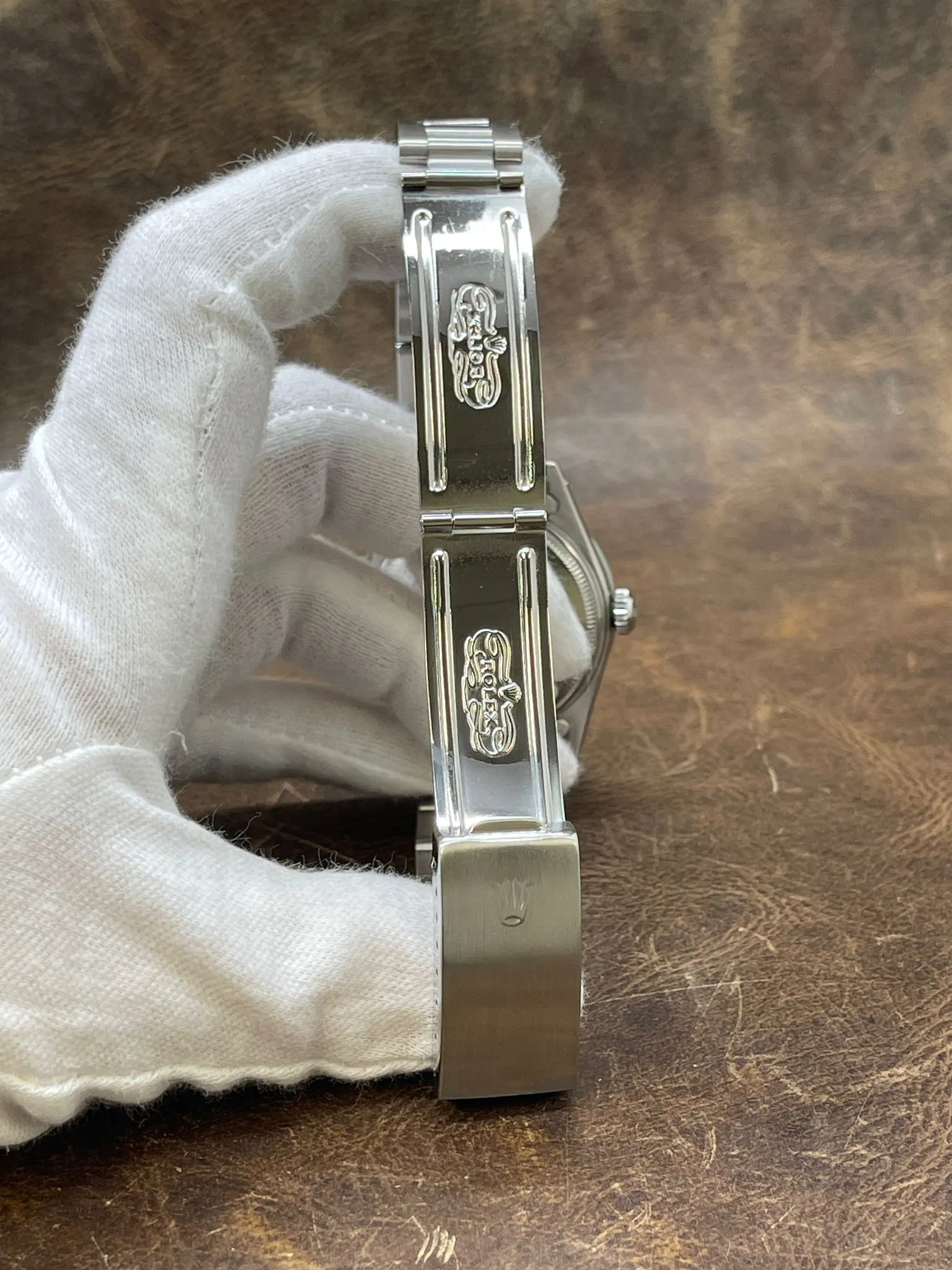 Rolex Oyster Perpetual Date 34mm 15010 Custom Blue MOP Diamond Dial Automatic Watch
