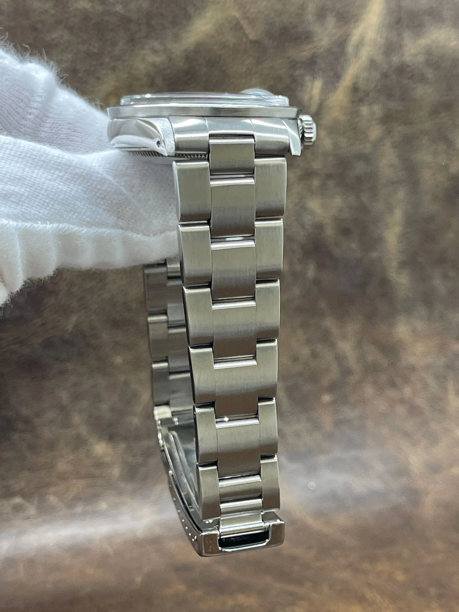 Rolex Oyster Perpetual Date 34mm 15010 Custom Blue MOP Diamond Dial Automatic Watch
