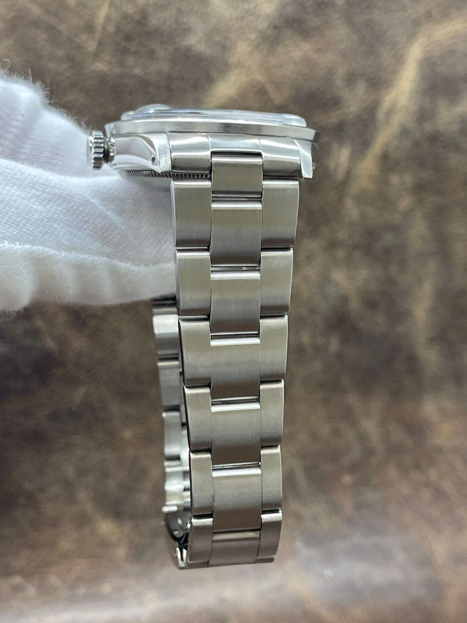 Rolex Oyster Perpetual Date 34mm 15010 Custom Blue MOP Diamond Dial Automatic Watch