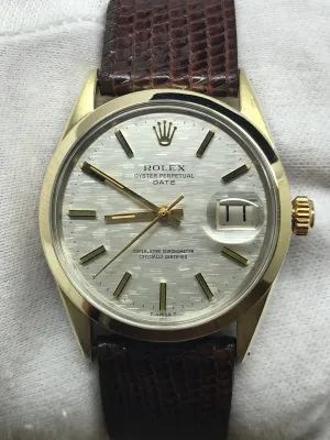 Rolex Oyster Perpetual Date 34mm 1550 Silver Mosaic Dial Automatic Men's Watch