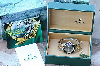 Rolex Submariner 18k Gold Stainless Steel Serti Diamond Sapphire Dial 16613