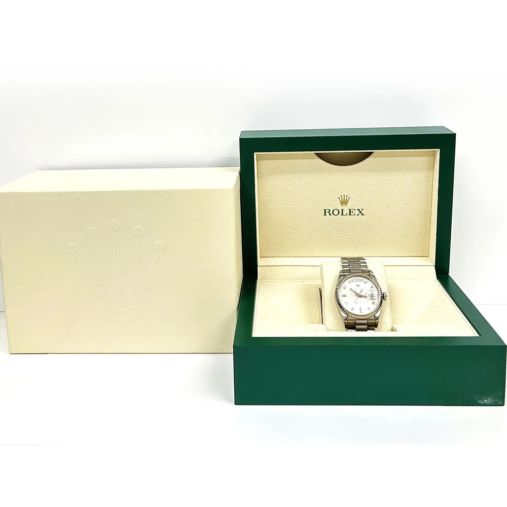 RolexDay-Date 18239 Silver Diamond Dial