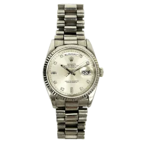 RolexDay-Date 18239 Silver Diamond Dial