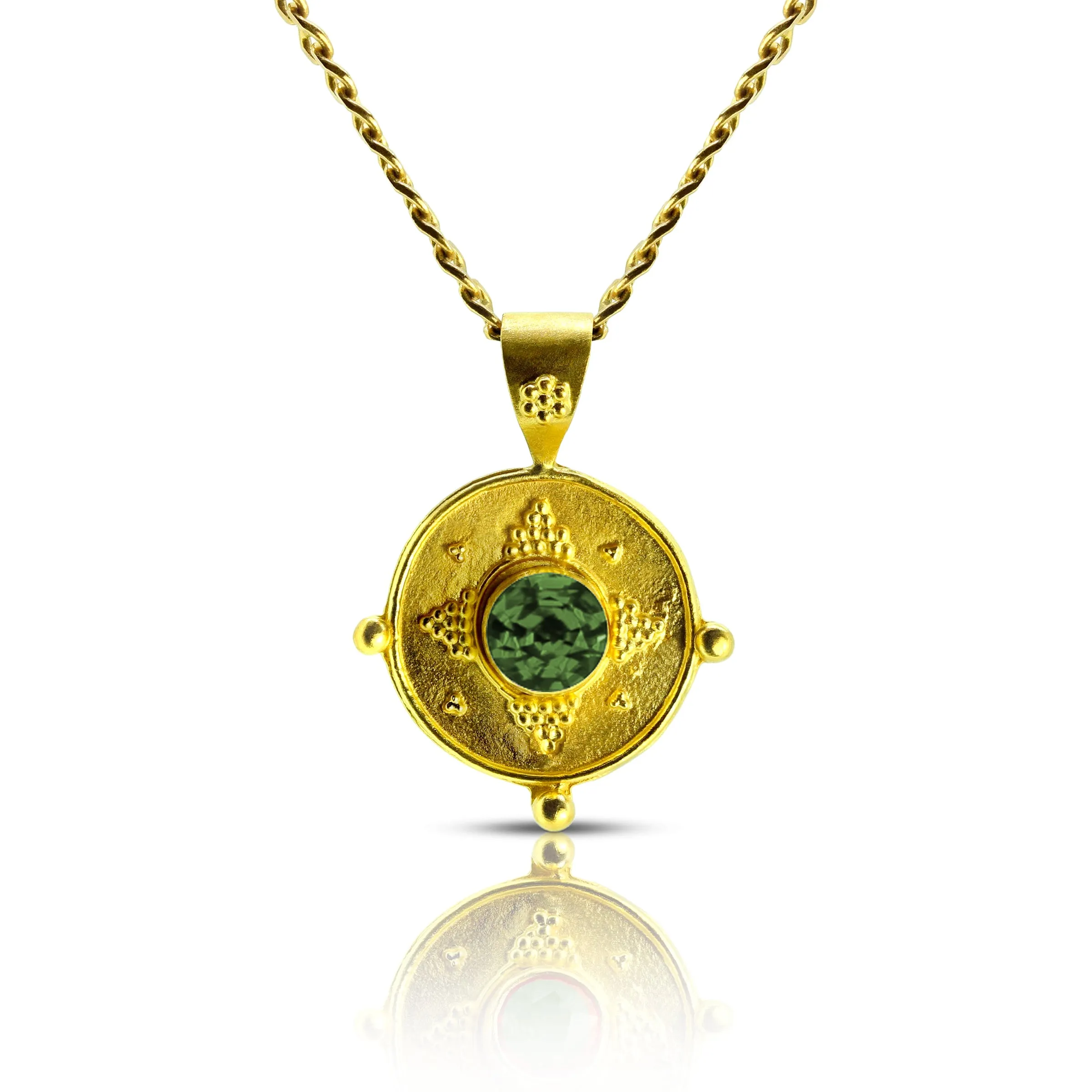 Roman Holiday 22K Granulated Gemstone Pendants