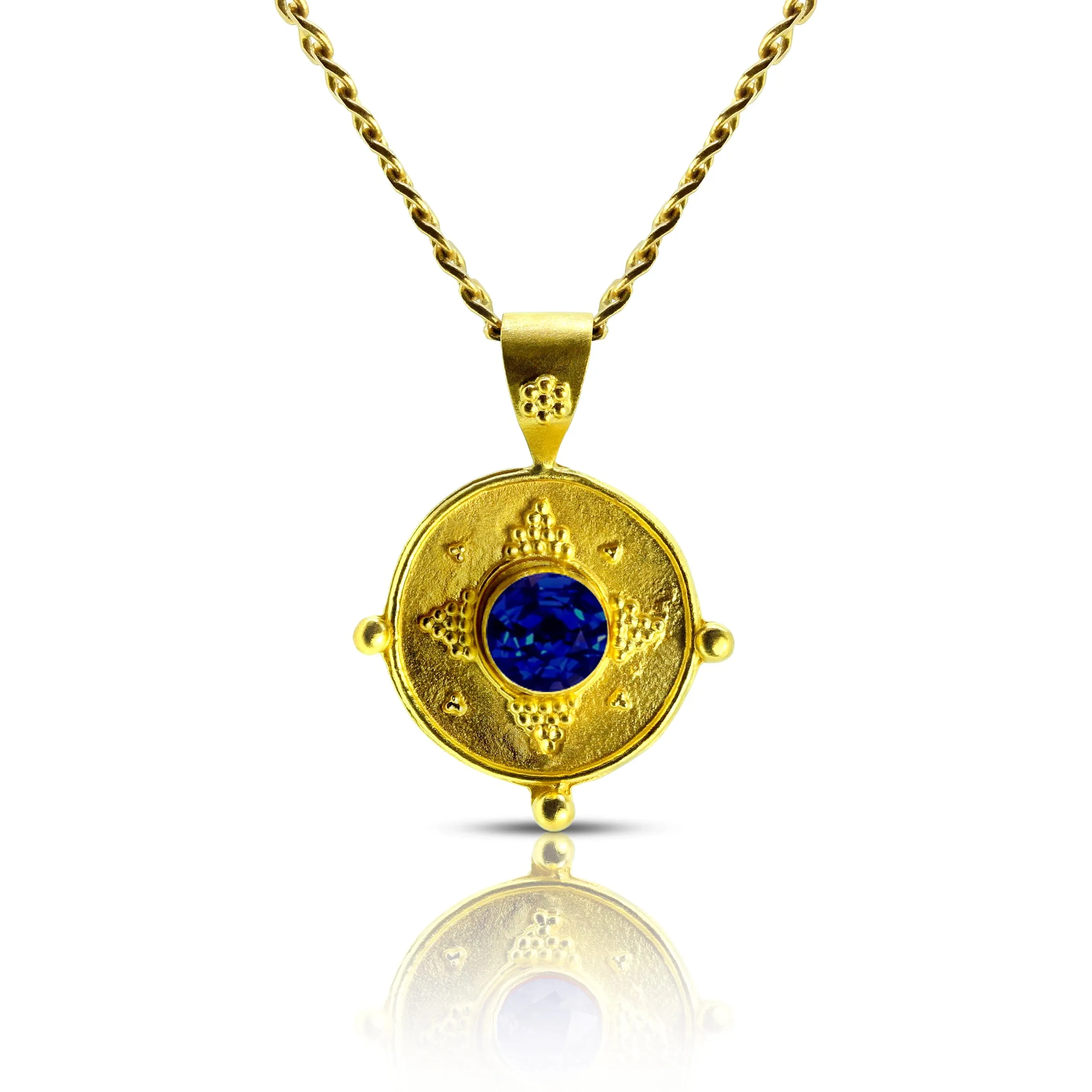 Roman Holiday 22K Granulated Gemstone Pendants