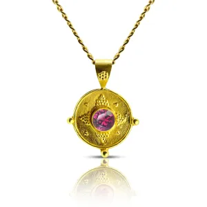 Roman Holiday 22K Granulated Gemstone Pendants